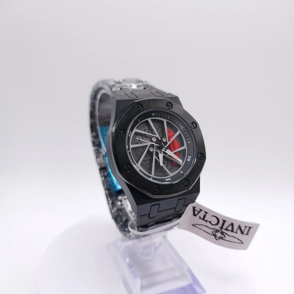 Invicta Speedway Rim 70036 Black Racing Wheel Watch New Box